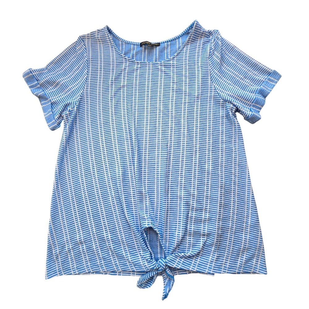 Always Indigo‎ Blue Striped Blouse Size: 1X